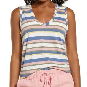 Caslon Muscle Tank in Multi-Striped Size Medium